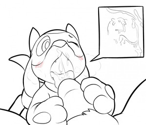 2014 ambiguous_gender blush bodily_fluids breath c0nnerc00n canid canine close-up cum cum_in_mouth cum_inside cumshot duo ejaculation erection generation_4_pokemon genital_fluids genitals greyscale handjob larger_male licking male mammal monochrome nintendo one_eye_closed open_mouth oral orgasm panting penile penis penis_lick pokemon pokemon_(species) riolu sex simple_background size_difference smaller_ambiguous teeth third-party_edit tongue tongue_out white_background