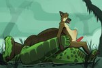 abdominal_bulge anal anal_penetration anthro anthro_on_anthro balls barazoku belly big_penis bodily_fluids cum cum_while_penetrated detailed_background duo erection french_kissing fur genital_fluids genitals green_body green_scales huge_abdominal_bulge humanoid_genitalia humanoid_penis hypnosis hypnotic_eyes kissing larger_male male male/male male_penetrated male_penetrating male_penetrating_male mind_control multicolored_body multicolored_fur multicolored_scales nude open_mouth open_smile outside overweight overweight_anthro overweight_male penetration penile penile_penetration penis penis_in_ass plant scales sex size_difference smaller_male smile swamp tail teeth tree two_tone_body two_tone_scales water haps lucas_(lucastheshep) alligator alligatorid canid canine canis crocodilian domestic_dog german_shepherd herding_dog mammal pastoral_dog reptile scalie hi_res