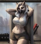 against_surface anthro areola athletic athletic_anthro athletic_female athletic_wear beak bedroom_eyes big_breasts bodily_fluids bottomwear breasts camel_toe city cleavage clothed clothing detailed_background dumbbell ears_up feather_tuft feathers female front_view glass gym gym_bottomwear gym_equipment gym_shorts hair inner_ear_fluff inside looking_at_viewer midriff narrowed_eyes navel nipples orange_eyes road sea seaside seductive shorts smile smiling_at_viewer solo sportswear standing sweat thick_thighs tight_clothing topwear towel translucent translucent_clothing translucent_topwear tuft water weights wet wet_clothing wet_topwear white_hair hootingfish avian bird horned_owl owl snowy_owl true_owl 2025 hi_res signature