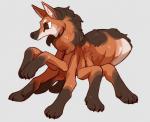 8_legs brown_eyes feral fluffy fur humor multi_leg multi_limb neck_tuft orange_body orange_fur pun simple_background solo tuft visual_pun what_has_science_done white_background gripelord arachnid araneomorph arthropod canid canine hybrid mammal maned_wolf spider wolf_spider