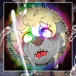 adult_on_young age_difference anthro blonde_hair blush bodily_fluids brown_nose close-up crying cum cum_on_face cumshot drooling duo ejaculation exclamation_point first_orgasm front_view fur genital_fluids green_eyes grey_body grey_ears grey_fur hair half-closed_eyes heart_symbol heterochromia highlights_(coloring) looking_pleasured male male/male multicolored_hair narrowed_eyes nude orgasm orgasm_face pink_hair purple_eyes question_mark rainbow rainbow_lights saliva sharp_teeth size_difference sparkles tears teeth text tongue two_tone_hair young young_anthro young_male younger_male dasherslash andy_(dasherslash) ben_(dasherslash) hare lagomorph leporid mammal mustelid otter rabbit 1:1 2026 comic digital_media_(artwork) headshot_portrait hi_res portrait