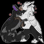 beak black_body duo eyes_closed feathered_wings feathers telegram_sticker toony white_body wings symrea mythology avian gryphon mythological_avian mythological_creature 1:1 alpha_channel