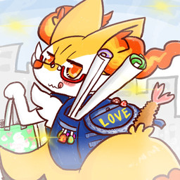 ambiguous_anthro ambiguous_gender anthro backpack biped blush dipstick_tail eyewear food glasses holding_bag licking licking_lips looking_at_viewer looking_back looking_back_at_viewer markings object_in_tail rear_view shrimp_(food) simple_background snout standing tail tail_markings tongue tongue_out annyui0611 nintendo pokemon braixen canid generation_6_pokemon mammal pokemon_(species) 1:1 2021 digital_drawing_(artwork) digital_media_(artwork) half-length_portrait hi_res japanese_description portrait translated_description