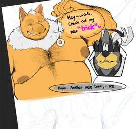 5_fingers anthro arm_hair armpit_hair barazoku beard big_nose black_eyes black_nose black_text body_hair chest_hair clothed clothing dialogue duo eyebrows facial_hair fingers fur grey_body hair hairy_male hairy_nipples heart_after_text hypnosis imminent_hypnosis male male/male mind_control multicolored_body musclegut muscular nails nipples overweight overweight_anthro overweight_male pendulum pointy_ears purple_text smile smirk snout speech_bubble spiral spiral_eyes teeth text topless topless_male white_body white_fur white_hair yellow_body retsito nintendo pokemon generation_1_pokemon generation_8_pokemon hypno_(pokemon) legendary_pokemon pokemon_(species) single_strike_style_urshifu urshifu english_text guide_lines hi_res sketch unfinished