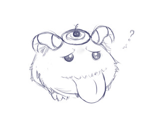 3_toes ambiguous_gender feet feral horn looking_at_viewer question_mark simple_background solo toes tongue tongue_out white_background meraence league_of_legends riot_games tencent poro_(lol) 2014 digital_drawing_(artwork) digital_media_(artwork) hi_res sketch