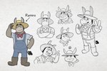 4_fingers anthro clothing farmer fingers hat headgear headwear humanoid_hands male overalls shirt simple_background solo topwear guayodraws ramiro_(julio_&_poncho) asinus donkey equid equine mammal 2023 3:2