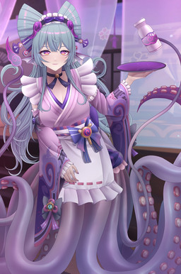 alternate_species breasts clothed clothed_female clothing ear_fins female fin holding_object holding_plate maid_headdress maid_uniform mermaidification plate solo split_form uniform vision_(genshin_impact) zephylyne genshin_impact mihoyo mizuki_yumemizuki aquatic cephalopod coleoid humanoid_merfolk merfolk mollusk octopodiform octopus octopus_merfolk 2025 hi_res