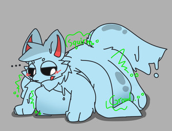 2_tails digestion male multi_tail seductive solo tail vore flufpan changed_(video_game) ruffle_(rufflemaker) squid_dog_(changed) canid canine mammal