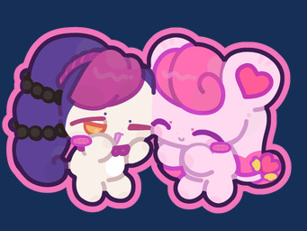 chibi duo eyes_closed female female/female foreheads_touching hair looking_at_another one_eye_closed pink_body pink_hair pink_line_art purple_hair simple_background smile tail humaki catch!_teenieping samg_entertainment heartsping_(catch!_teenieping) onlyping_(catch!_teenieping) elf 4:3 alpha_channel colored_line_art hi_res