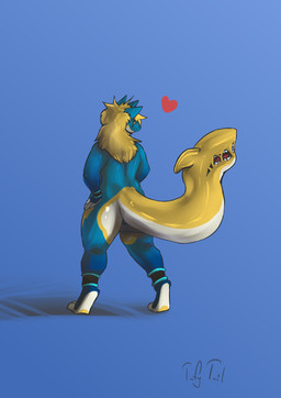 anthro big_tail blue_background body_part_transformation breasts duo female forked_tongue genitals goo-connected_lips heart_symbol hug living_tail male male/female merge_transformation merging nipple_piercing nipples piercing simple_background solo tail tail_mouth tail_transformation tongue transformation unusual_anatomy unusual_tail vulva yellow_body tafy_tail cordite aquatic candy_orca_dragon canid canine canis cetacean dolphin hybrid mammal oceanic_dolphin orca toothed_whale wolf absurd_res hi_res