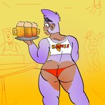 albino anthro beer_mug berry big_butt butt butt_focus clothing clothing_pull eyewear eyewear_on_head food fruit fur glasses glasses_on_head hooters_uniform male multicolored_body multicolored_fur muscular muscular_anthro muscular_butt muscular_male muscular_thighs orange_clothing orange_underwear plant rear_view simple_background solo tray underwear underwear_pull waiter capivara_furra hooters haplorhine mammal monkey primate 1:1 hi_res