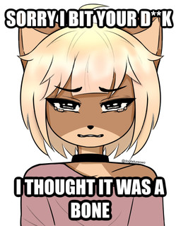 anthro blonde_hair bodily_fluids censored_text choker female hair jewelry necklace simple_background solo tears text white_background dogfailureowo hana_(dogfailureowo) canid canine canis domestic_dog mammal english_text hi_res meme