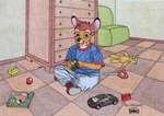 anthro anthrofied ball book clothing colored_pencil floor furniture ink inside male playing plushie saw smile solo tools toy toy_car young young_anthro young_male buick_skylark bambi_(film) disney porsche_911 bambi felix_salten deer mammal mule_deer new_world_deer colored_pencil_(artwork) hi_res traditional_media_(artwork)