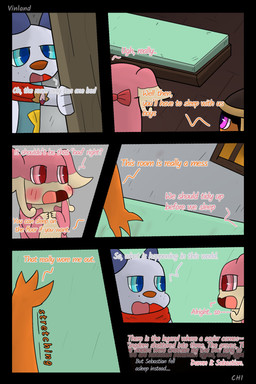 anthro badge book cloth dialogue fantasy freckled_face freckles semi-anthro speech_bubble text vinland nintendo pokemon pokemon_mystery_dungeon spike_chunsoft anders_(infinitydoom) ano_(vinland) sebastian_(infinitydoom) audino charmander generation_1_pokemon generation_5_pokemon oshawott pokemon_(species) 2:3 absurd_res comic cover_art english_text hi_res story