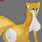 1:1 anthro balls big_balls big_breasts big_butt breasts butt canid canine fox genitals hair herm herm_(lore) herzogrerih hi_res intersex kitara_(cerinia) long_hair mammal presenting presenting_balls presenting_hindquarters presenting_pussy pussy side_boob side_view solo thick_thighs wide_hips