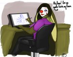 anthro chair clown clown_makeup clown_nose clown_paint drawing drawing_tablet electronics female furniture humor lips sitting solo swivel_chair cinnahbunn ammi_(cinnahbunn) domestic_rabbit flemish_giant lagomorph leporid mammal oryctolagus rabbit 2021 hi_res