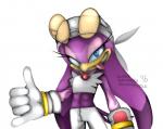 anthro biped blue_eyes clothing eyelashes feathers female gloves handwear headgear headkerchief headwear kerchief looking_at_viewer navel purple_body purple_feathers simple_background solo standing tongue white_headkerchief white_kerchief rondineviola deviantart sega sonic_riders sonic_the_hedgehog_(series) wave_the_swallow avian bird hirundinid oscine passerine swallow_(bird) 2016 distracting_watermark watermark