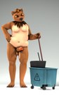 5_fingers 5_toes annoyed anthro balls brown_body brown_fur brown_hair bucket claws cleaning_tool container countershading erection feet fingers foreskin front_view fur genitals hair hand_on_hip humanoid_genitalia humanoid_penis male mop navel neck_tuft nude orange_eyes penis slightly_chubby solo standing toes tuft a1ph4w01v bearphones bear brown_bear grizzly_bear mammal ursine 2021 3d_(artwork) 9:16 digital_media_(artwork) hi_res