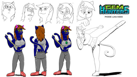 action_pose anthro clothing female female_anthro footwear hand_lick hook licking logo long_pants pose shirt shoes sneakers solo standing tank_top tongue topwear baristagamerproductions phoebe_(gem_hunters) felid feline mammal 16:9 absurd_res hi_res model_sheet widescreen