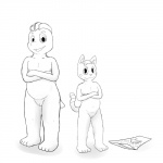 anthro clothing duo female genitals navel nude panties pussy underwear animal_crossing nintendo pokemon knox rosie_(animal_crossing) felid feline generation_1_pokemon machop mammal pokemon_(species) 1:1 crossover hi_res monochrome