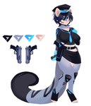 anthro belt biped blue_eyes bottomwear breasts clothed clothing female gun hair hand_on_breast necktie ranged_weapon short_hair simple_background skirt solo standing weapon white_background kanel felid mammal pantherine snow_leopard kira_(disambiguation) 2016 digital_media_(artwork) full-length_portrait hi_res portrait