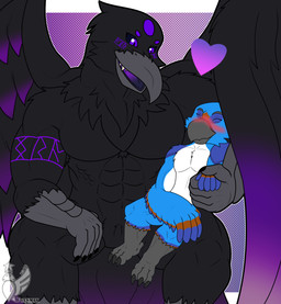 anthro daddy_kink size_difference avian avian_demon absurd_res hi_res