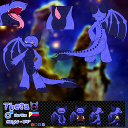 anthro genitals male one_wing penis solo markedbythebeast theta_(markedbythebeast) 1:1 absurd_res hi_res model_sheet