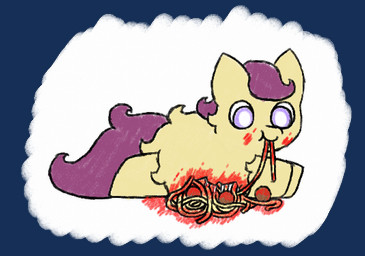 ambiguous_feral ambiguous_gender auto_vore autocannibalism blood bodily_fluids cannibalism eating feral food food_gore fur gore gutted hair hooves meatball pasta pupils purple_eyes purple_hair purple_tail quadruped sauce simple_background smile solo spaghetti tail vore white_body white_fur white_pupils young young_ambiguous young_feral mother_fluffer fluffy_pony fluffy_pony_(species) mammal 2024 alpha_channel digital_media_(artwork) english_description flat_colors