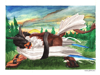 all_fours ambiguous_gender bdsm beak bodily_fluids bondage border bound cloud cum detailed_background feathered_wings feathers feral forest genital_fluids grass muzzle_(object) muzzled outside plant scenery side_view solo sunset tail tied_down tree white_body white_border white_feathers wings wood soulgryph mythology avian gryphon mythological_avian mythological_creature 2012 painting_(artwork) traditional_media_(artwork) traditional_painting_(artwork) traditional_watercolor_(artwork) watercolor_(artwork)