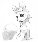 /fur/ 8chan accessory anthro big_tail bow_(feature) bow_accessory bow_ribbon breasts centered_hair_bow chest_tuft eye_markings featureless_breasts female hair_accessory hair_bow hair_ribbon hi_res kate_(8chan) leaning mammal markings monochrome navel nude procyonid raccoon ribbons simple_background smile solo striped_markings striped_tail stripes tail tail_markings tuft unknown_artist