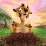 anthro detailed_background fur grass green_eyes male markings multicolored_body multicolored_fur open_mouth outside plant solo spots spotted_body stuck tree two_tone_body two_tone_fur xkocix activision spyro_reignited_trilogy spyro_the_dragon hunter_(spyro) cheetah felid feline mammal 1:1 2021 digital_media_(artwork) digital_painting_(artwork) signature