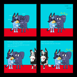 aged_up anthro black_border blue_wall border couples dialogue door embarrassed female fingering group hand_holding head_holding holding_head kiss_on_lips kissing kissing_sound_effect making_out male male/female moan obscured_genitals obscured_penetration open_door open_mouth red_floor shocked sound_effects text third_wheel trio vaginal vaginal_fingering walking wet_fingers broken_pixel bluey_(series) bluey_heeler jean-luc_(bluey) mackenzie_(bluey) australian_cattle_dog bird_dog border_collie canid canine canis cattledog collie domestic_dog herding_dog hunting_dog labrador mammal pastoral_dog retriever sheepdog 1:1 absurd_res comic digital_media_(artwork) english_text hi_res pixel_(artwork)