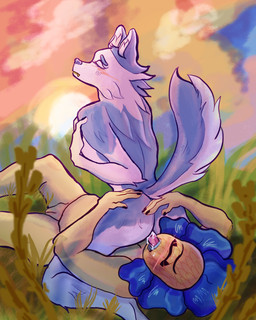anthro blush cunnilingus ejaculation female female/female flower flustered oral outside outside_sex plant sex vaginal glimpseofbeach canid canine canis domestic_dog husky mammal nordic_sled_dog spitz 4:5 absurd_res hi_res
