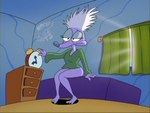 alarm_clock anthro bed bedroom clock clothed clothing curtains female furniture hair nightstand sitting solo white_hair woken_up rockosedits nickelodeon rocko's_modern_life lavande_nudle canid canine canis domestic_dog mammal poodle 4:3