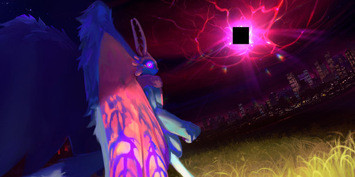 ambiguous_gender anthro antlers apocalypse black_sclera chest_tuft city city_background cityscape colored_nails countershading death_glare fingernails fluffy fluffy_tail fur glowing glowing_eyes grass grass_field head_wings horn horror_(theme) huge_wings looking_at_viewer looking_back looking_back_at_viewer mouthless multicolored_body multicolored_eyes multicolored_fur nails neck_tuft night outside pink_eyes plant portal pupils purple_fingernails purple_nails side_view sky solo star starry_sky tail tan_body tan_fur teal_body teal_eyes teal_fur tuft unusual_wing_placement wings pasteldraqon kirby_(series) kirby_and_the_forgotten_land nintendo fecto_elfilis alien chinchilla chinchillid mammal rodent starling_(kirby) 2023 censored digital_drawing_(artwork) digital_media_(artwork) hi_res