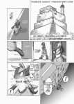 anthro canid canine comic dialogue digital_media_(artwork) duo eavesdropping english_text female fur generation_4_pokemon greyscale kurohane_karasu lagomorph lopunny lucario male male/female mammal monochrome nintendo pokemon pokemon_(species) solo_focus tail text