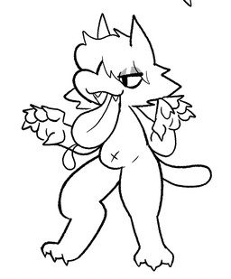 3_toes 5_fingers ambiguous_gender anthro anthrofied eyeshadow fangs feet fingers makeup navel solo tail teeth toes tongue tongue_out bigsteppies mario_bros nintendo boo_(mario) fella_(aimkid) ghost spirit black_and_white monochrome