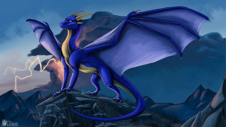 claws day detailed_background feral grass horn male membrane_(anatomy) membranous_wings outside plant rock sky solo standing tail wings lorisdraws european_mythology mythology dragon mythological_creature mythological_scalie scalie western_dragon 16:9 2019 hi_res source_request unavailable_at_source widescreen