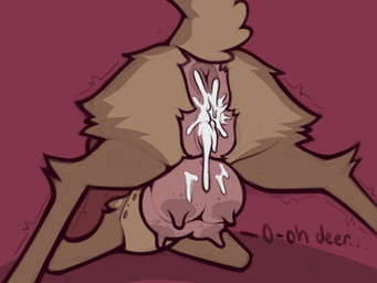 anus bodily_fluids brown_body brown_fur cum cum_in_vagina cum_inside faceless_character female feral fur genital_fluids rear_view shaking solo tail teats trembling udders ikakins deer mammal 4:3 absurd_res hi_res