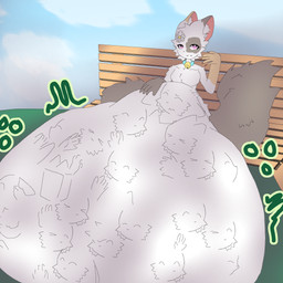 ambiguous_gender ambiguous_prey anthro bell bell_collar belly big_belly collar collar_only dessert endosoma face_imprint female food huge_belly hyper hyper_belly imprint mass_vore multiple_prey nude oral_vore paw_imprint rumbling_stomach safe_vore solo speech_bubble text vore liwenenix liwen vanilla_(liwenenix) domestic_cat felid feline felis mammal persian_cat 1:1 digital_drawing_(artwork) digital_media_(artwork) english_text hi_res