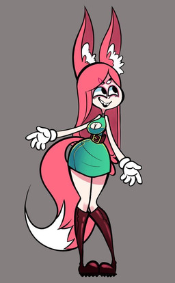 4_eyes 5_fingers belt boots breasts cleavage cleavage_cutout clothed clothing cutout dipstick_tail dress female fingers footwear gloves green_clothing green_dress hair handwear inner_ear_fluff light_body light_face light_skin long_hair markings multi_eye narrowed_eyes pink_ears pink_hair pink_tail shoes simple_background sleeveless_clothing smile solo standing tail tail_markings tuft white_clothing white_gloves white_handwear white_inner_ear_fluff white_tail_tip qwerty_soda jane_(qwerty_soda) animal_humanoid canid canid_humanoid canine canine_humanoid fox_humanoid fox_spirit humanoid mammal mammal_humanoid 2018 digital_drawing_(artwork) digital_media_(artwork) full-length_portrait portrait