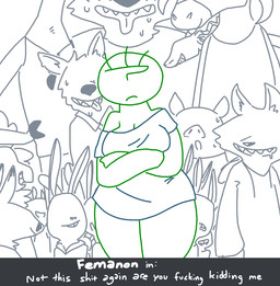 ambiguous_gender anthro bodily_fluids breasts breath buckteeth clothed clothing fangs female frown group male naughty_face open_mouth panting slightly_chubby suggestive sweat teeth text thick_thighs the_weaver disney zootopia anon canid canine canis domestic_pig human lagomorph leporid mammal rabbit suid suine sus_(pig) wolf 2016 digital_media_(artwork) english_text