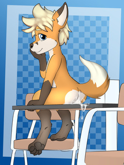 anthro balls blue_eyes bodily_fluids butt claws cum cum_on_balls cum_on_butt fur genital_fluids genitals hair iris male nude orange_body orange_fur orange_tail pawpads perineum pupils solo tail young young_anthro young_male smoothlabs tycloud canid canine fox mammal absurd_res hi_res