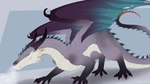 16:9 belly_scales black_claws blue_spikes claws dragon feral grey_body grey_scales hi_res horn l.gecko male mythological_creature mythological_scalie mythology purple_horn scales scalie scaly_tail solo tail white_body white_scales widescreen