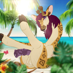 2_horns amber_eyes animal_genitalia animal_penis anthro areola balls bangs beach bedroom_eyes big_balls big_breasts big_butt big_ears big_penis black_lipstick bodily_fluids breasts butt dark_tongue darkened_genitalia darkened_penis equine_genitalia equine_penis eyeliner eyeshadow flared_nostrils flared_penis flower fur genital_fluids genitals gynomorph hair hooves horn intersex lipstick long_hair long_neck long_snout long_tongue lying lying_on_ground makeup maroon_hair mature_gynomorph mature_intersex medial_ring narrowed_eyes on_back on_ground orange_body orange_fur penis plant precum presenting presenting_hindquarters sand sea seductive sheath small_areola smile snout sunny tail tail_tuft tan_body tan_fur thick_thighs tongue tuft water flickerdacat giraffe giraffid mammal hi_res trans_(lore) trans_woman_(lore)