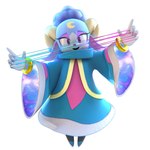 anthro blue_body clothed clothing female gloves handwear horn looking_at_viewer purple_eyes simple_background solo white_background cosmicbyte sega sonic_dream_team sonic_the_hedgehog_(series) ariem_(sonic) bovid caprine goat mammal 1:1 2023 3d_(artwork) digital_media_(artwork) hi_res