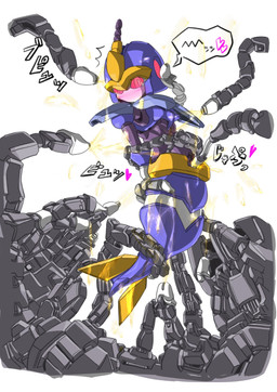 blue_body blush bodily_fluids bukkake cum cum_on_body ejaculation female genital_fluids heart_symbol machine mouthless onomatopoeia penis_tentacles red_eyes shoulder_pads simple_background solo sound_effects speech_bubble split_form tentacle_grab tentacles text white_background ebikanianiki capcom mega_man_(series) mega_man_zx lurerre_the_abysroid animal_humanoid aquatic aquatic_humanoid fish humanoid merfolk pseudoroid robot robot_humanoid hi_res japanese_text