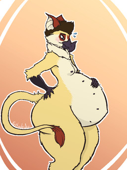 anthro belly big_belly big_butt blush butt female nipples nude pregnant side_view solo standing tail tail_tuft thick_thighs tuft sephaloid mythology avian gryphon mythological_avian mythological_creature 3:4 aliasing digital_media_(artwork)