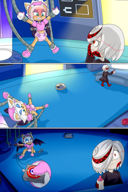 anthro baby_bottle cleaning_tool diaper female humiliation pressing_button robotic_arm trapped vacuum_cleaner wolfdemon21 roomba sega sonic_frontiers sonic_the_hedgehog_(series) rouge_the_bat sage_(sonic) humanoid 2:3 comic hi_res