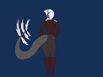 anthro boots bottomwear brown_boots brown_bottomwear brown_clothing brown_footwear brown_jacket brown_pants brown_topwear butt clothing fake_horns female footwear grey_body grey_scales hair hands_on_hips hands_on_own_hips jacket long_hair long_tail looking_at_viewer looking_back pants purple_eyes scales sharp_teeth shoes simple_background smile snout solo tail tail_motion tail_sway tail_tuft teeth thick_thighs topwear transparent_background tuft white_hair yellow_sclera koudafenrir cavemanon_studios snoot_game fan_character vee_(veedway) dinosaur prehistoric_species reptile saurischian scalie theropod troodon troodontid 2025 2d_animation 4:3 alpha_channel animated hi_res